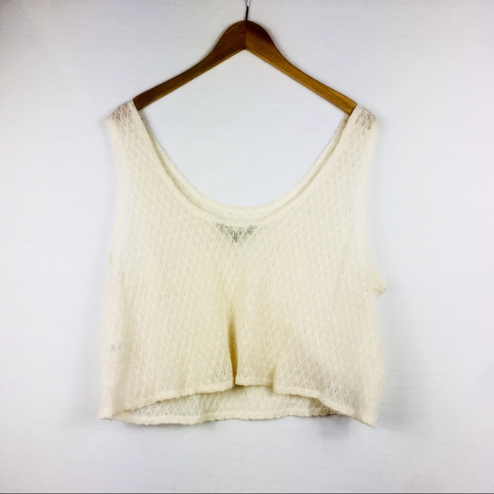 Cream Mesh Crop Top by Rubbish